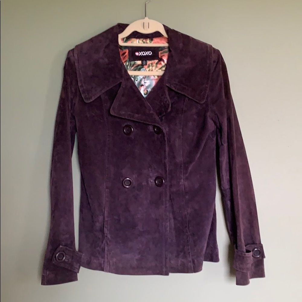 Purple with floral lining Genuine Leather jacket